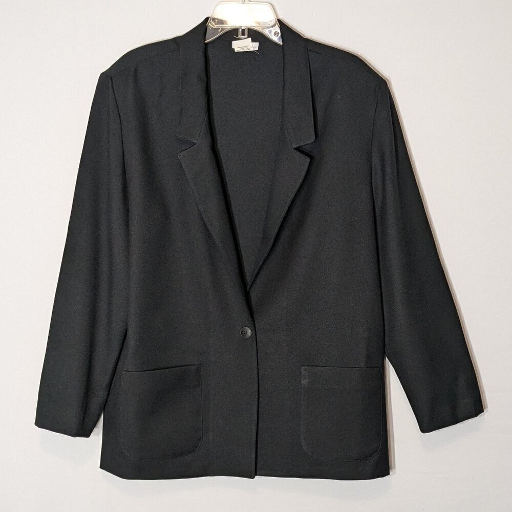DONNKENNY Vintage Black Blazer; Long Sleeves; One Button; Pockets; Size 18